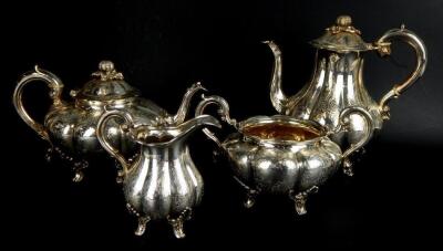 A Victorian silver four piece tea service