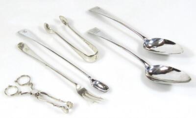 Various George III and later silver flatware