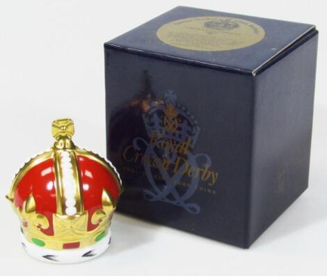 A Royal Crown Derby Queen Mother's 100th birthday crown paperweight