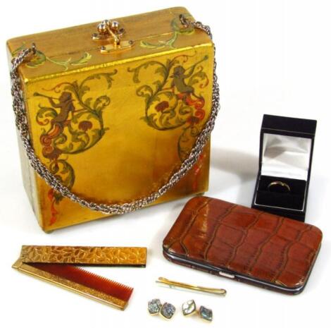 A French style rococo design lacquered wooden jewellery casket