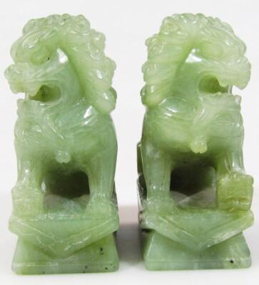 A pair of 20thC Chinese jadeite figures of Dogs of Fo - 2