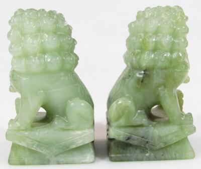 A pair of 20thC Chinese jadeite figures of Dogs of Fo - 3