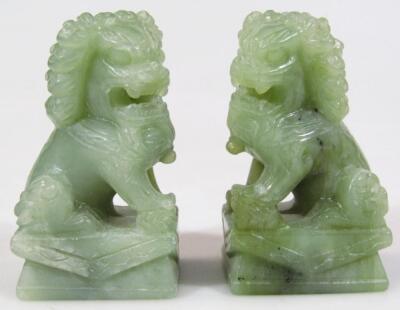 A pair of 20thC Chinese jadeite figures of Dogs of Fo - 5