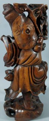 A heavily carved Chinese hardwood figure group - 2