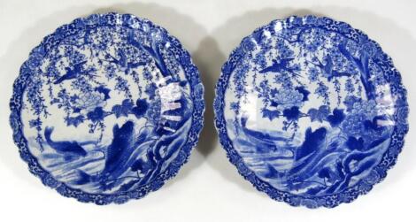 A pair of 19thC Japanese blue and white porcelain plates