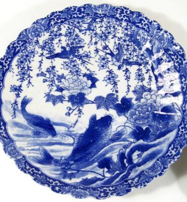 A pair of 19thC Japanese blue and white porcelain plates - 2