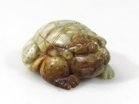 A 20thC Chinese jade style figure of a toad