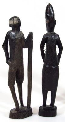 Four various carved wooden ebonised African tribal figures - 5