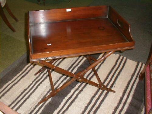 A Georgian style mahogany Butler's tray on stand