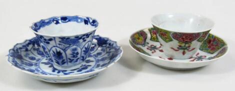 An 18thC Chinese blue and white tea bowl