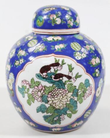 A Chinese late Qing period semi-porcelain ginger jar