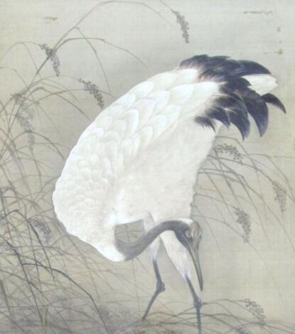 19thC Japanese School. Crane