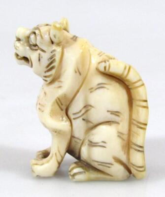A Japanese Meiji period ivory figure of a wild cat - 5