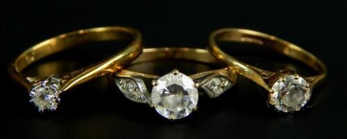 Three 9ct gold dress rings
