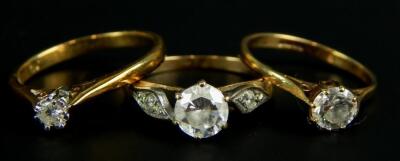 Three 9ct gold dress rings