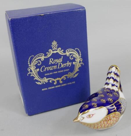 A Royal Crown Derby porcelain Imari model of a small bird