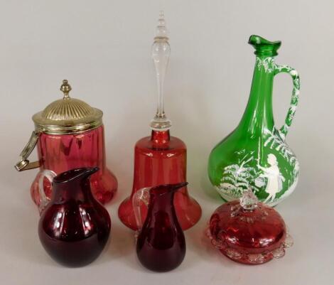 Six pieces of early 20thC and later glassware