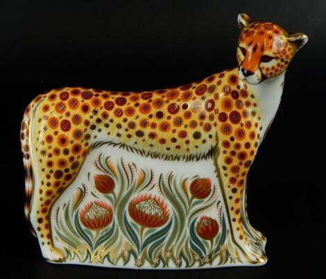 A Royal Crown Derby cheetah paperweight