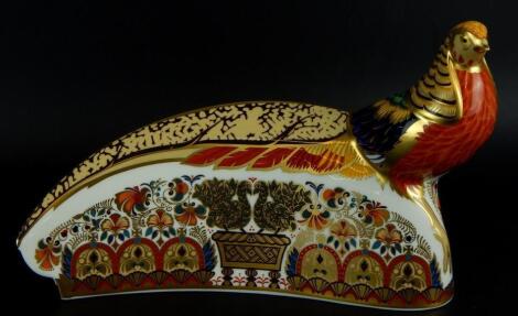 A Royal Crown Derby Harrods pheasant paperweight