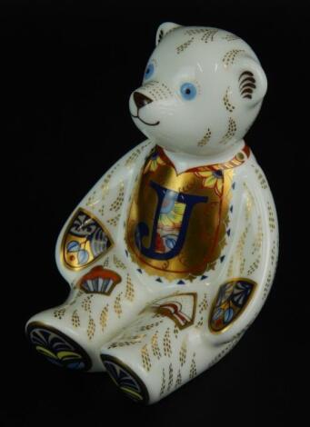 A Royal Crown Derby alphabet bear