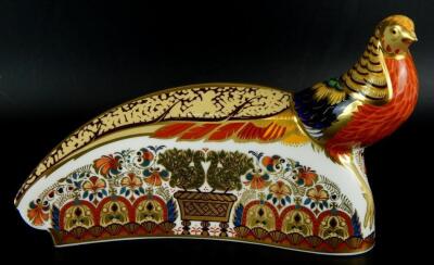 A Royal Crown Derby Harrods pheasant paperweight