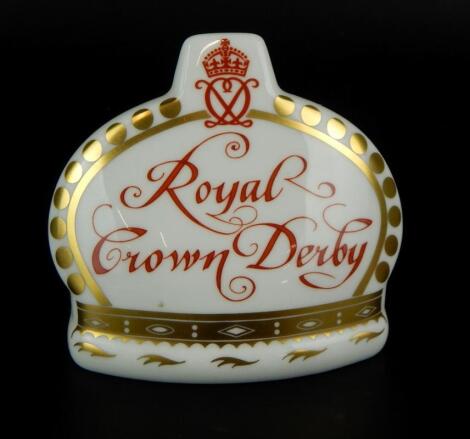 A Royal Crown Derby Crown name stand paperweight