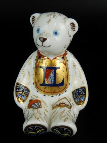 A Royal Crown Derby alphabet bear