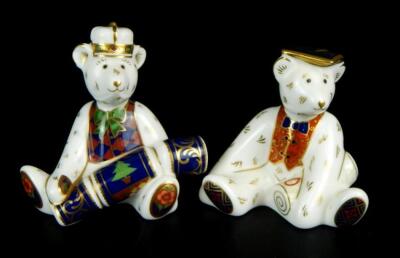 Two Royal Crown Derby bear paperweights