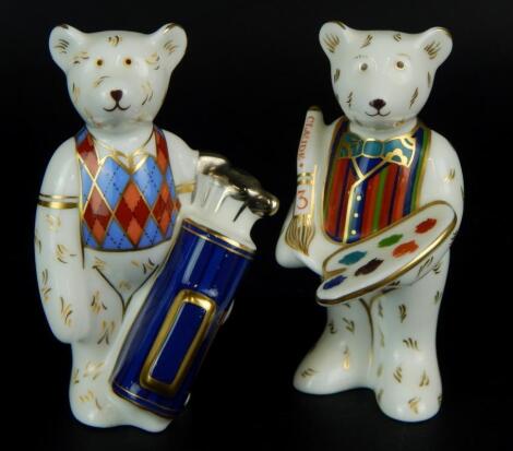 Two Royal Crown Derby collector's bears