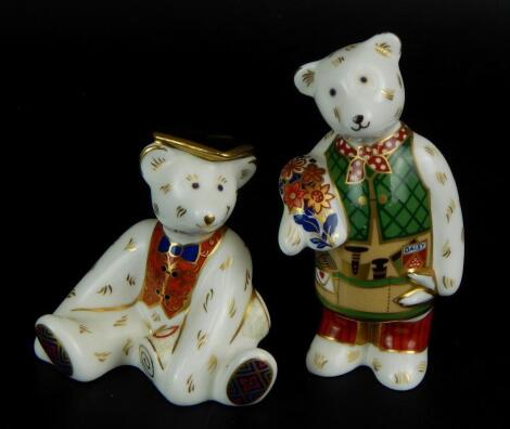 Two Royal Crown Derby bear paperweight