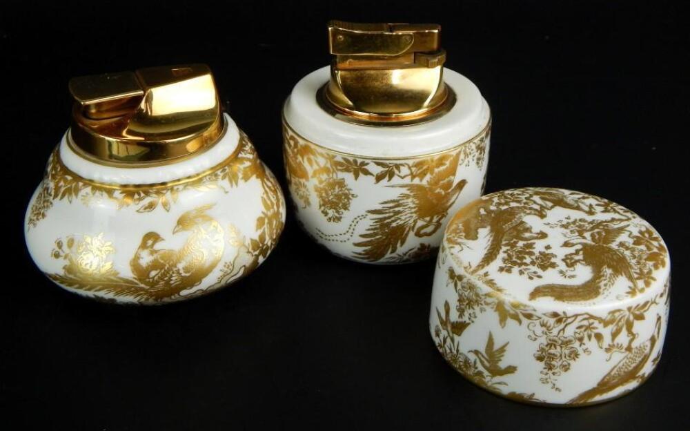 Two items of Royal Crown Derby pottery in the Gold Aves style