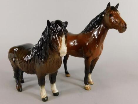 Two Beswick horses