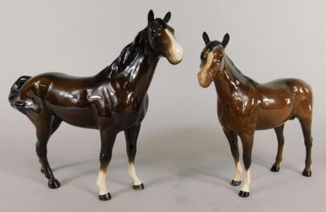 Two Beswick horses