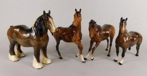 Four Beswick horses. (AF)