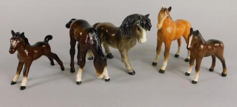 Five Beswick horses. (AF)