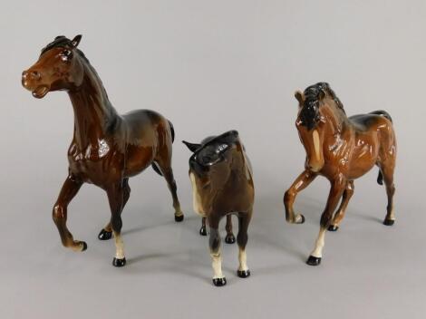 Three Beswick horse ornaments