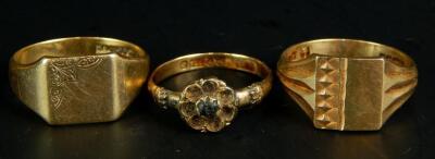 Three 9ct gold rings