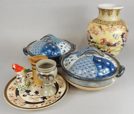 A pair of blue and white Studio pottery tureens