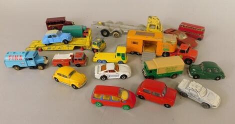 A quantity of playworn die cast vehicles
