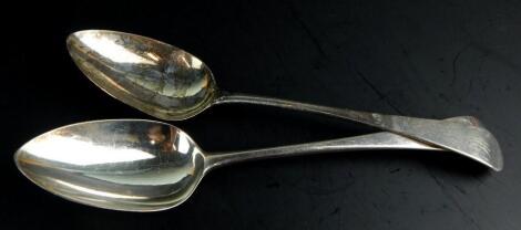 A pair of George III silver Old English pattern tablespoons