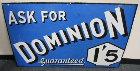 A mid 20thC Dominion Tyres enamel sign