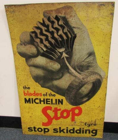 A mid 20thC Michelin Tyres tin advertising sign