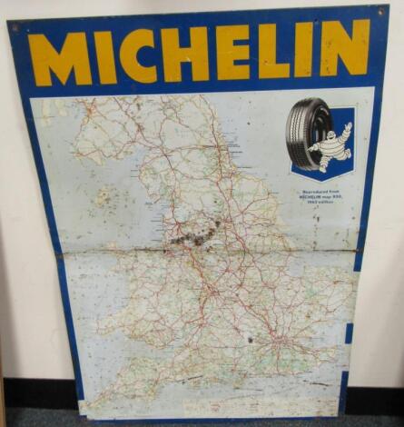 A 1963 Michelin Tyres tin sign map of the United Kingdom