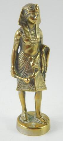 A brass car mascot in the form of an Egyptian Pharaoh