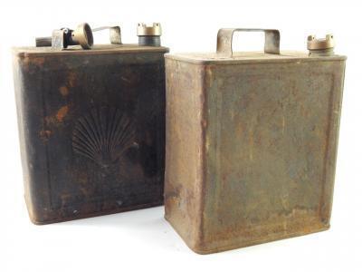 Esso and Shell petrol cans. (2)