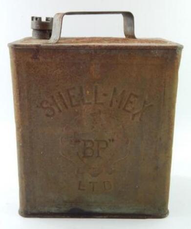 A BP petrol can.