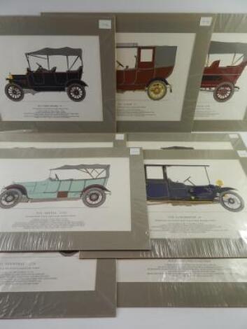 Nine vintage motor car prints by George A Oliver