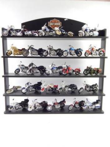 A die cast collection of Harley Davidson motorcycles