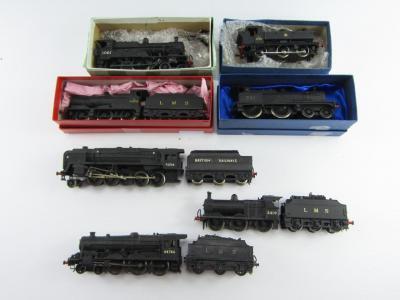 Seven LMS and BR black livery dublo locomotives