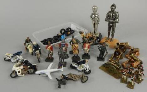 A collection of die-cast and other military related toys and collectables